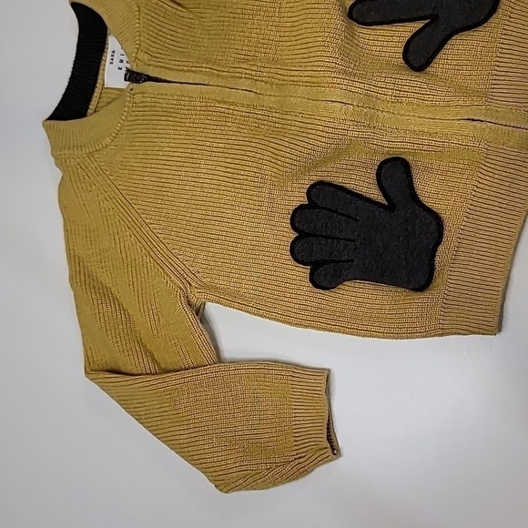 Zara High Five Hands Pockets Marigold Zipper Knit Cardigan Jacket - Picture 2 of 5